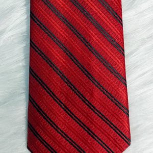 کراوات ژاکارد 03 – قرمز – طرح راه‌راه اریب