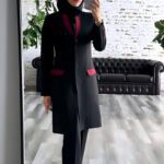 مانتوشلوار ست فیونا یقه زرشکی